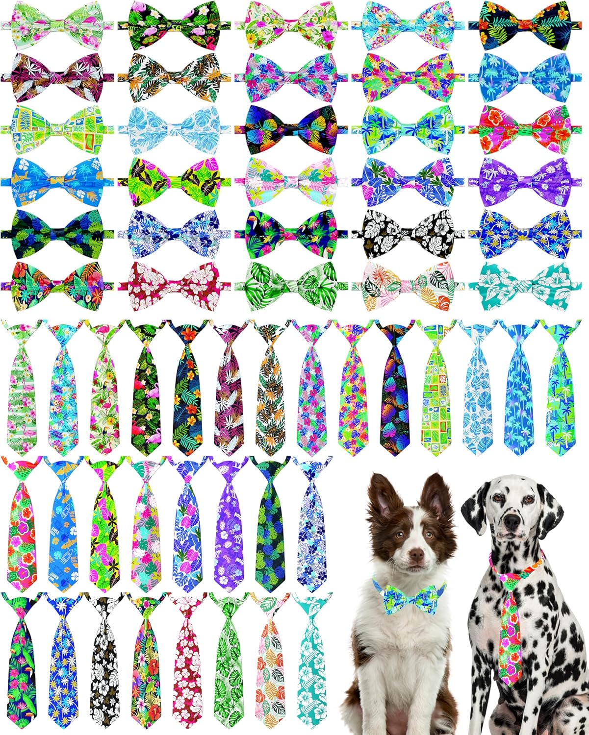 PET SHOW 60 Pack Fall Small Dog Collar Bow Ties and Neck Ties Bulk Puppy Cats Autumn Adjustable Bowties for Medium Dogs Pumpkin Maple Leaf Bowknots Birthday Party Holiday Ties Pet Grooming Accessories