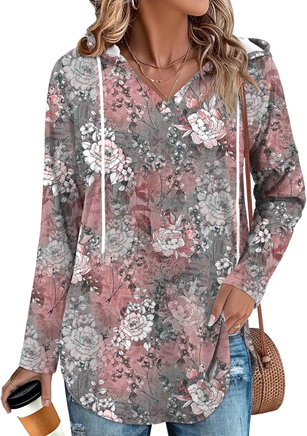 Angerella Womens Fashion Hoodies Pullover Oversized Sweatshirt Long SLeeve Drawstring Hooded Fall Shirts Loose Fit - Image 5