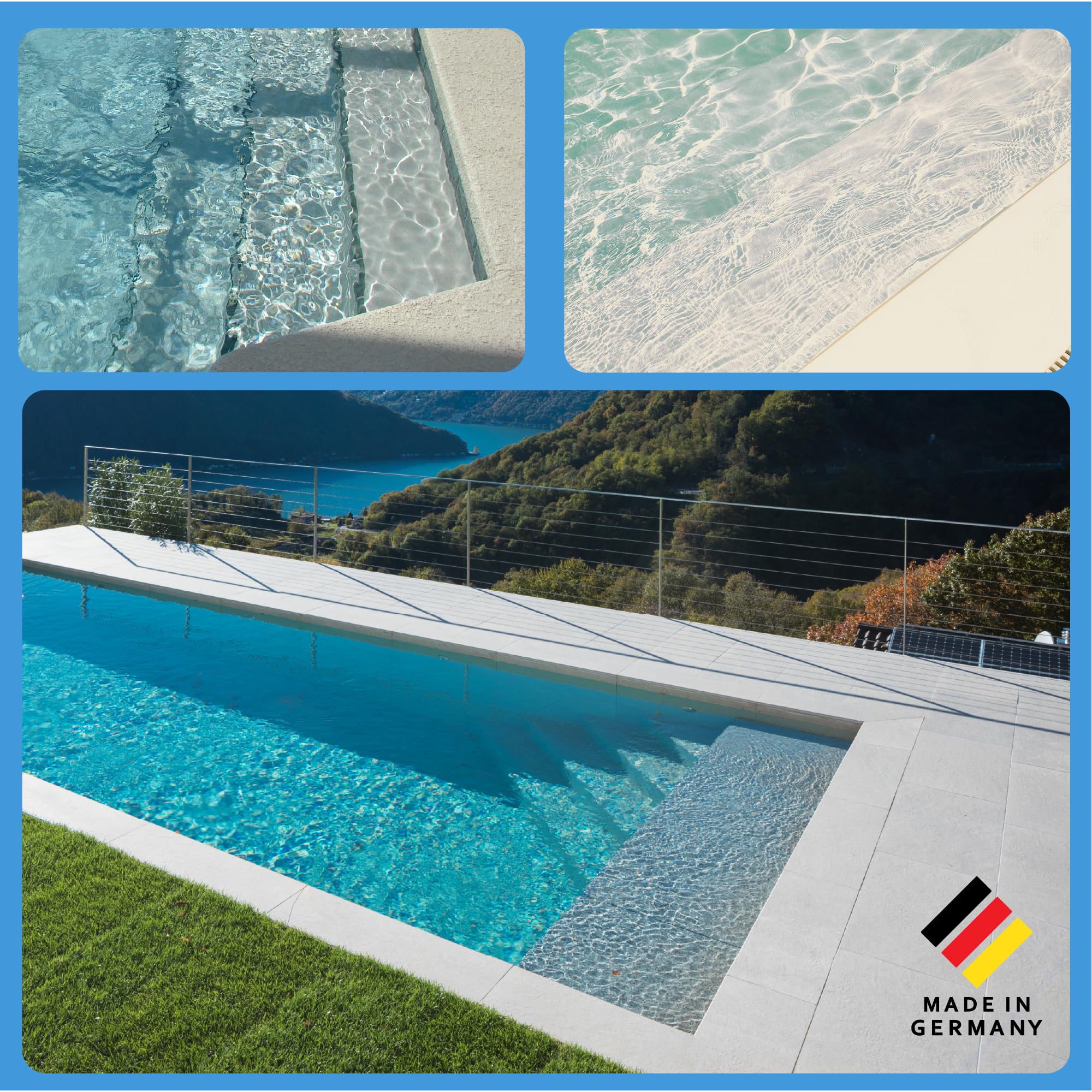 EPODEX Poolfarbe, Schwimmbadfarbe - Himmelblau Pastell | UV-beständig, elastisch & langlebig 2K PU Paint, für Beton-, Chlor- & Salzwasserpools, Matt, 2kg – deckt 9 m² (2 Anstriche)
