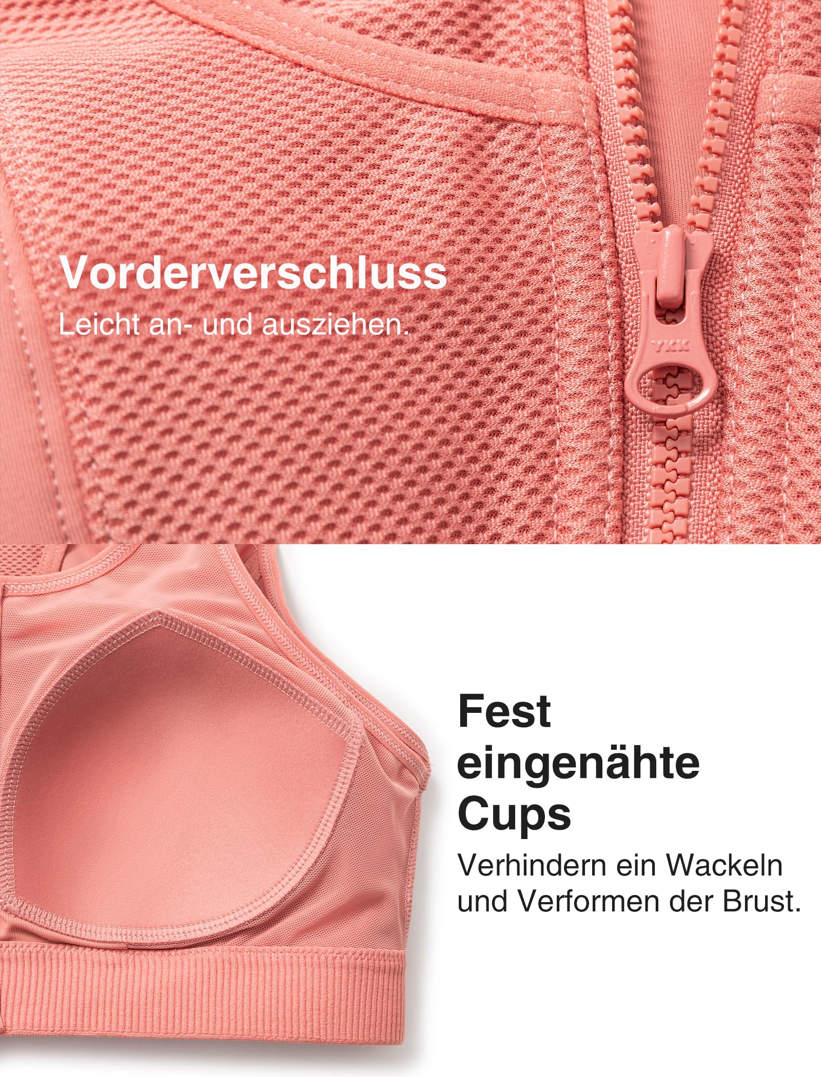 Yvette Sport BH Damen Starker Halt mit Vorderverschluss Große Größen für Fitness Laufen Joggen