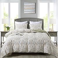 Vista 58 de HoneiLife Juego de funda de edredón floral 100% algodón, 3 piezas, suave, ropa de cama botánica con cierre de cremallera y lazos en las esquinas