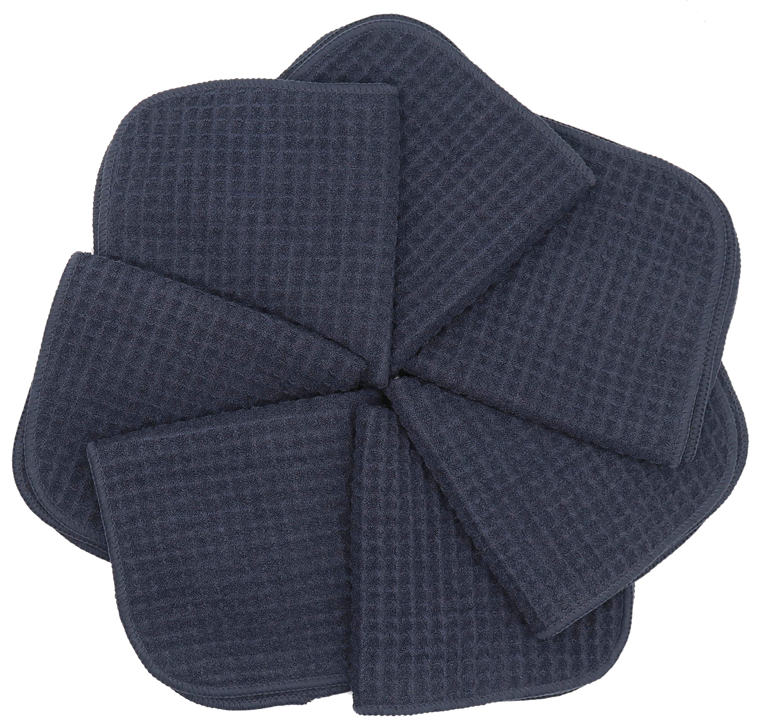 Paños de microfibra gruesos para cocina, trapos de limpieza, tejido gofre, sin olor, ultra absorbentes, 12 x 12 pulgadas, paquete de 7 (negro)