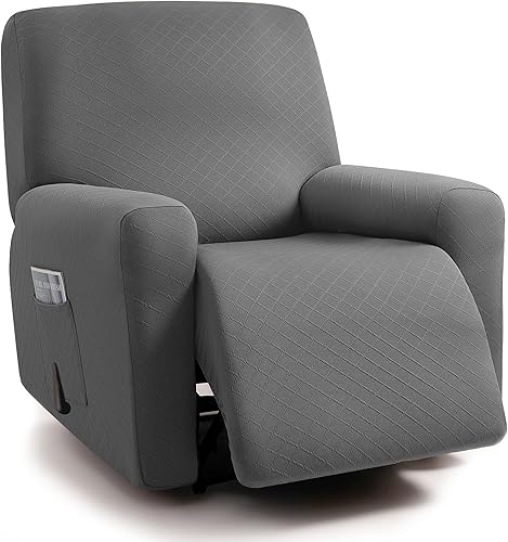 ULTICOR Diseño de jacquard cuadrado, 4 piezas, funda reclinable de 1 asiento, fundas para silla reclinable para 1 cojín reclinable, funda para sofá