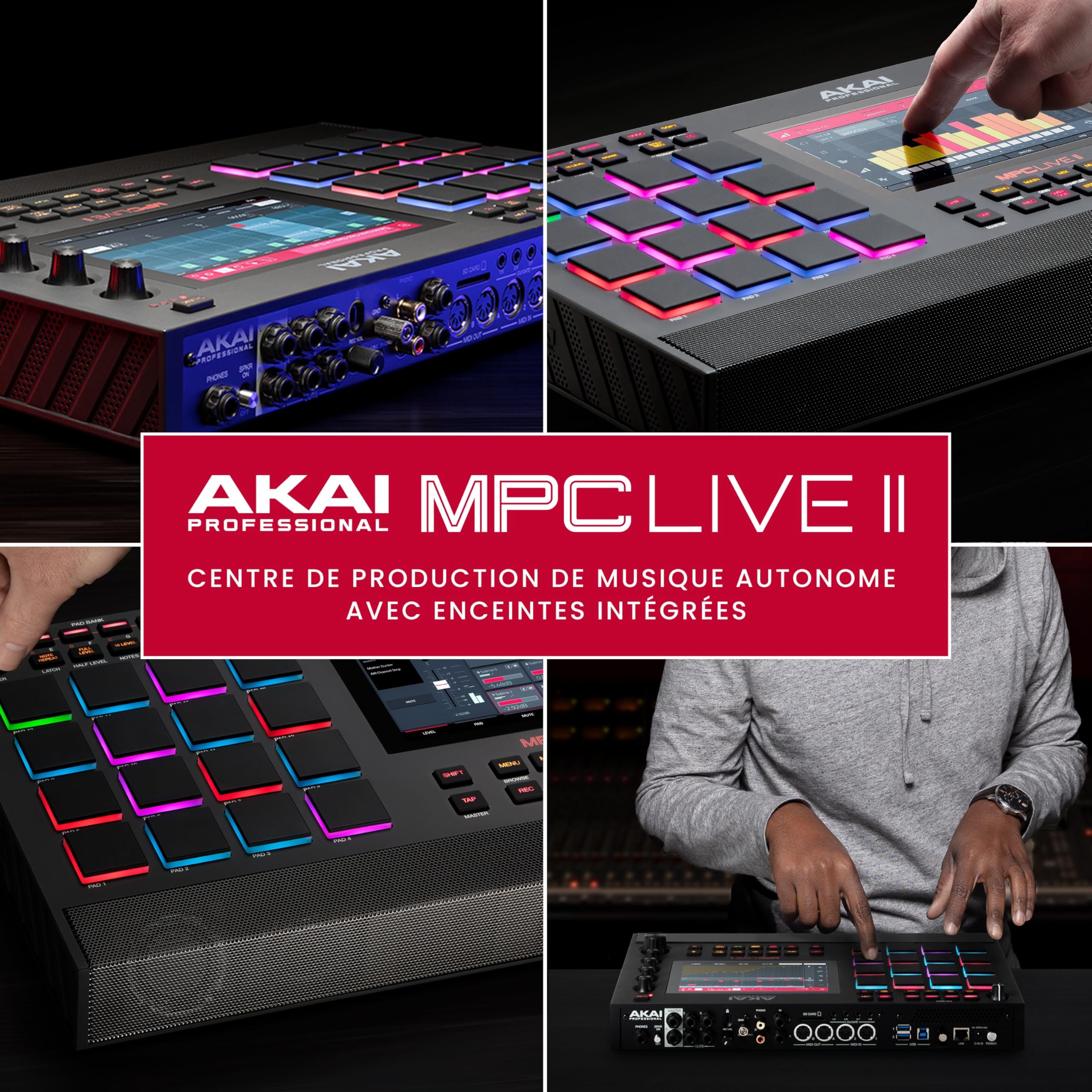 Akai Professional MPC Live II - Machine à Rythmes, Échantillonneur et Beat Maker à Piles avec Haut-Parleurs, Pads de Batterie, Moteurs de Synthèse, Écran Tactile et Intégration Native Instruments
