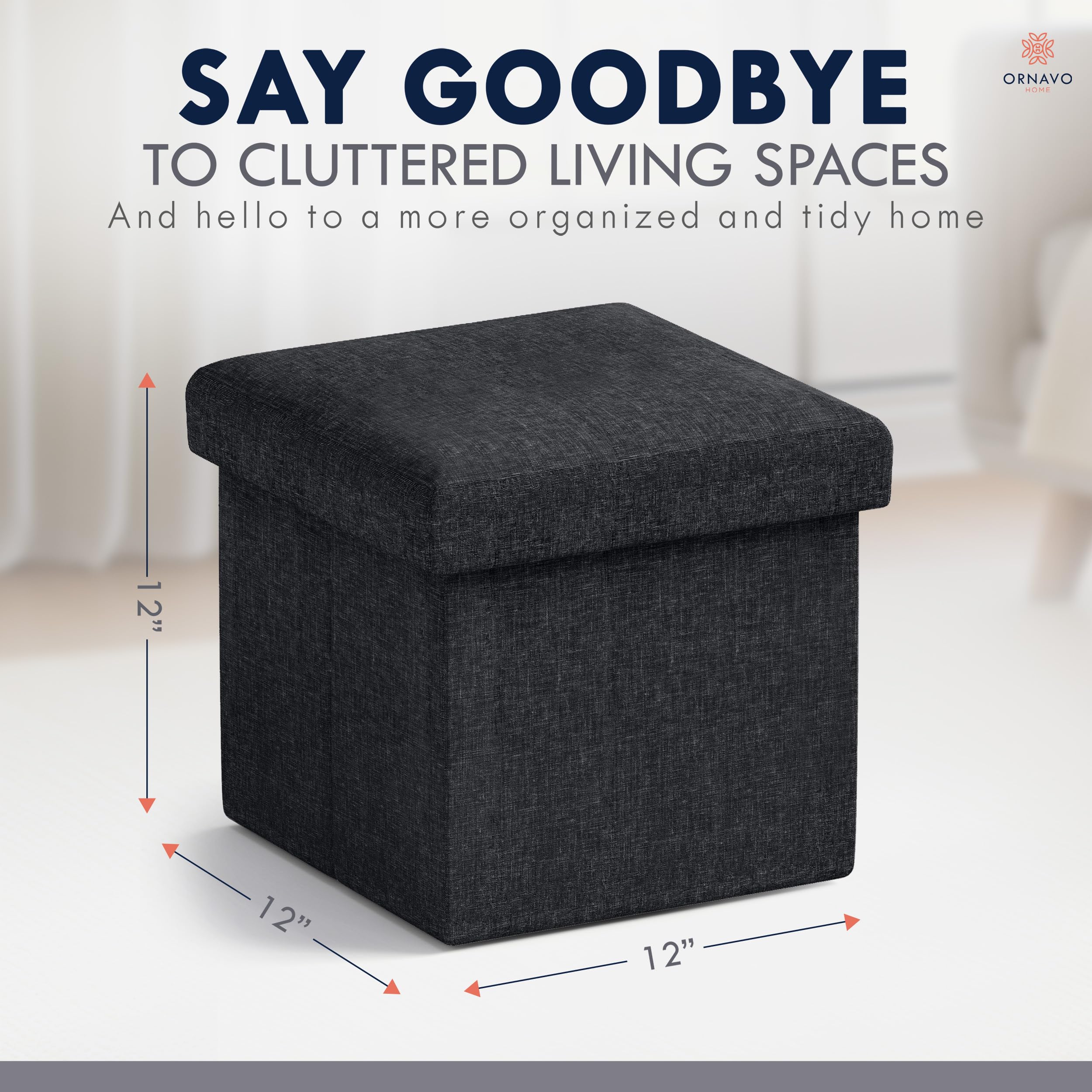 Snapklik.com : Ornavo Home Small Storage Ottoman Foldable Collapsible ...