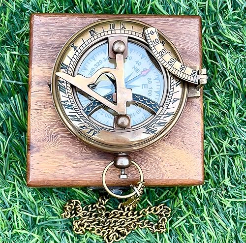 Miniatura 12 de Regalos para hijo mamá y papá, con brújula a mi hijo viene con estuche de cuero de grano de latón náutico – Brújula de reloj de sol personalizado