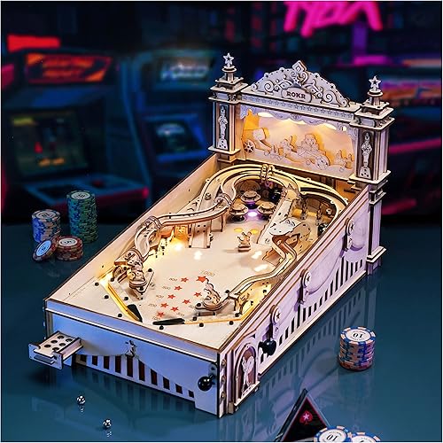 Miniatura 2 de ROKR Máquina de pinball en miniatura, rompecabezas de madera 3D para adultos, kits de modelo de madera DIY para adultos, regalos de juguete para
