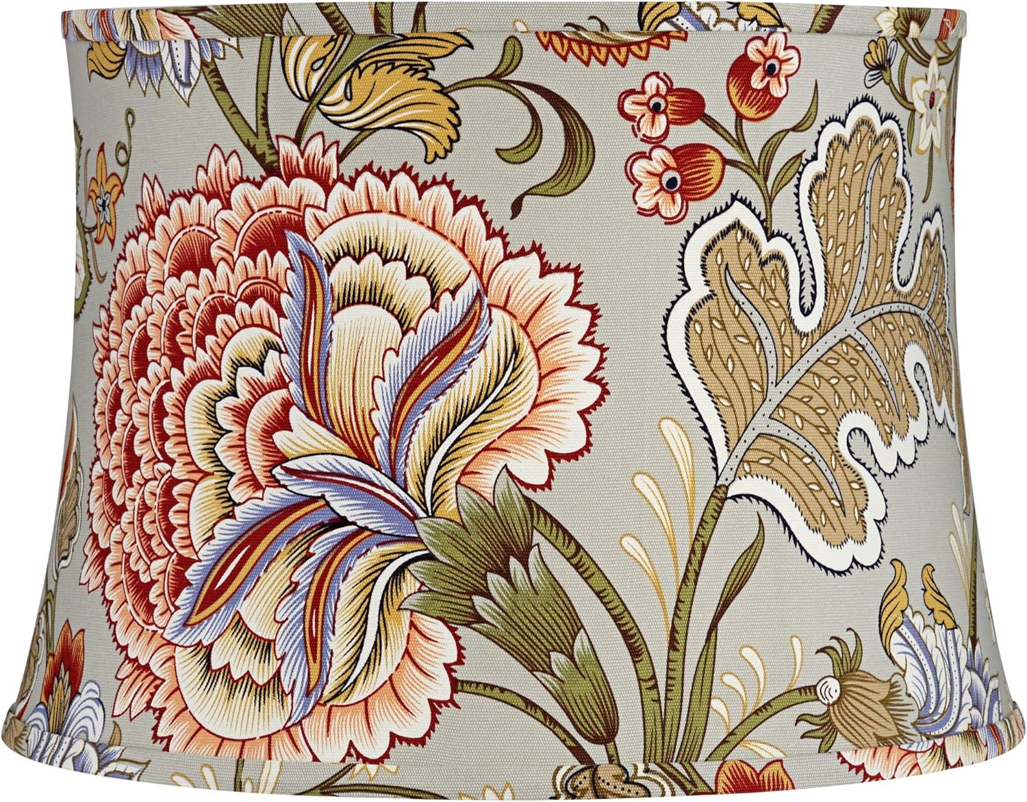 Sage Green with Flower Print Large Drum Lamp Shade (Pre-Assembled) 14" Top x 16" Bottom x 11.5" High (Spider) Replacement with Harp and Finial - Springcrest