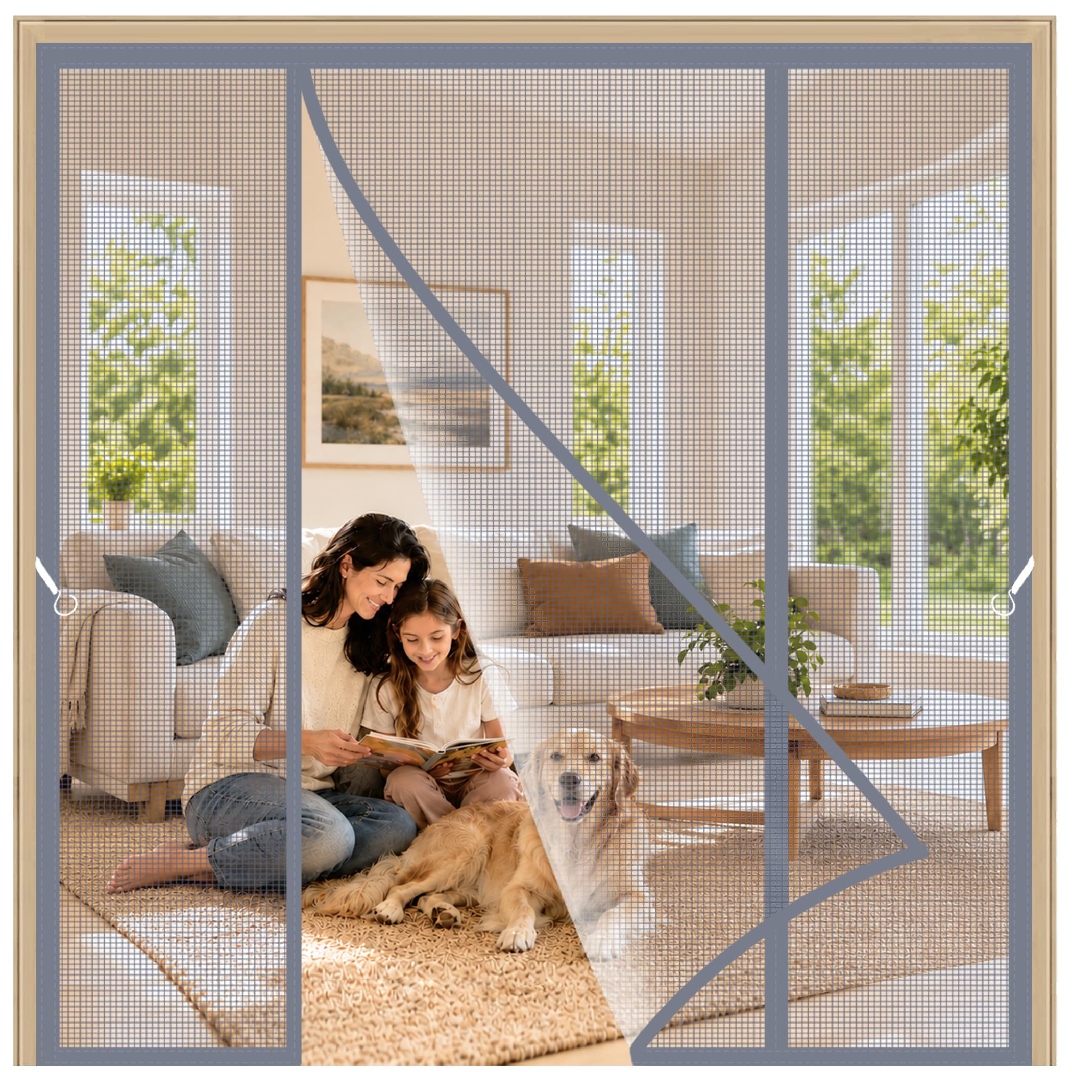 Magnetic Fly Screens for French Doors 130x240cm French Door Door Fly Screen Curtain for Patio Balcony Garage Sliding Glass Doors and Grey