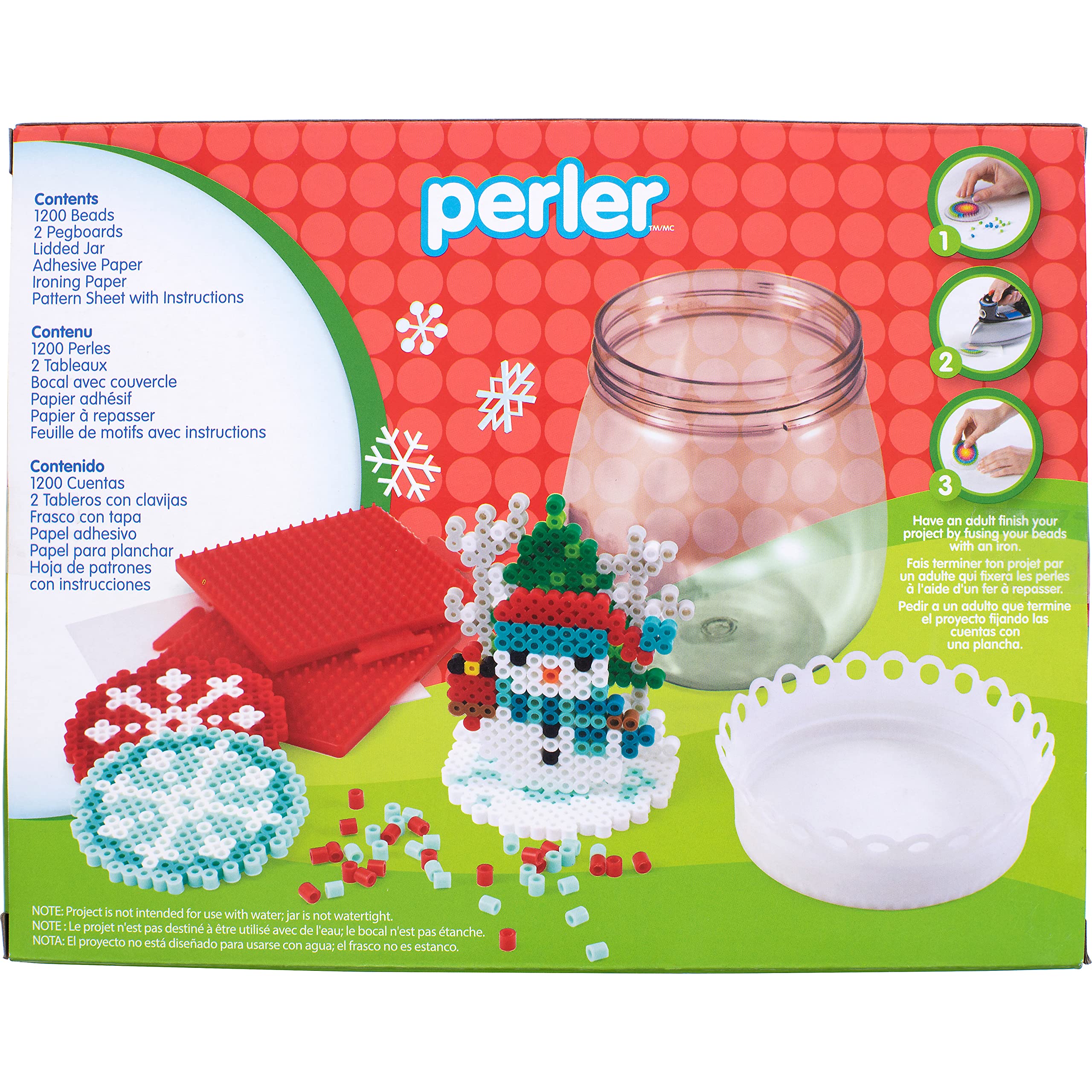 Perler Waterless Snow Globe Christmas Fused Bead Kit for Kids and Adults, Pattern Sizes Vary, 1206 Piece