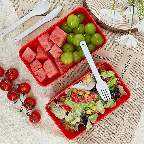 Miniatura 6 de Bento Boxes - Fiambrera Bento de 30.4 fl oz para adultos, simple y moderna, contenedor de preparación de comidas con cuchara y tenedor, sin BPA,
