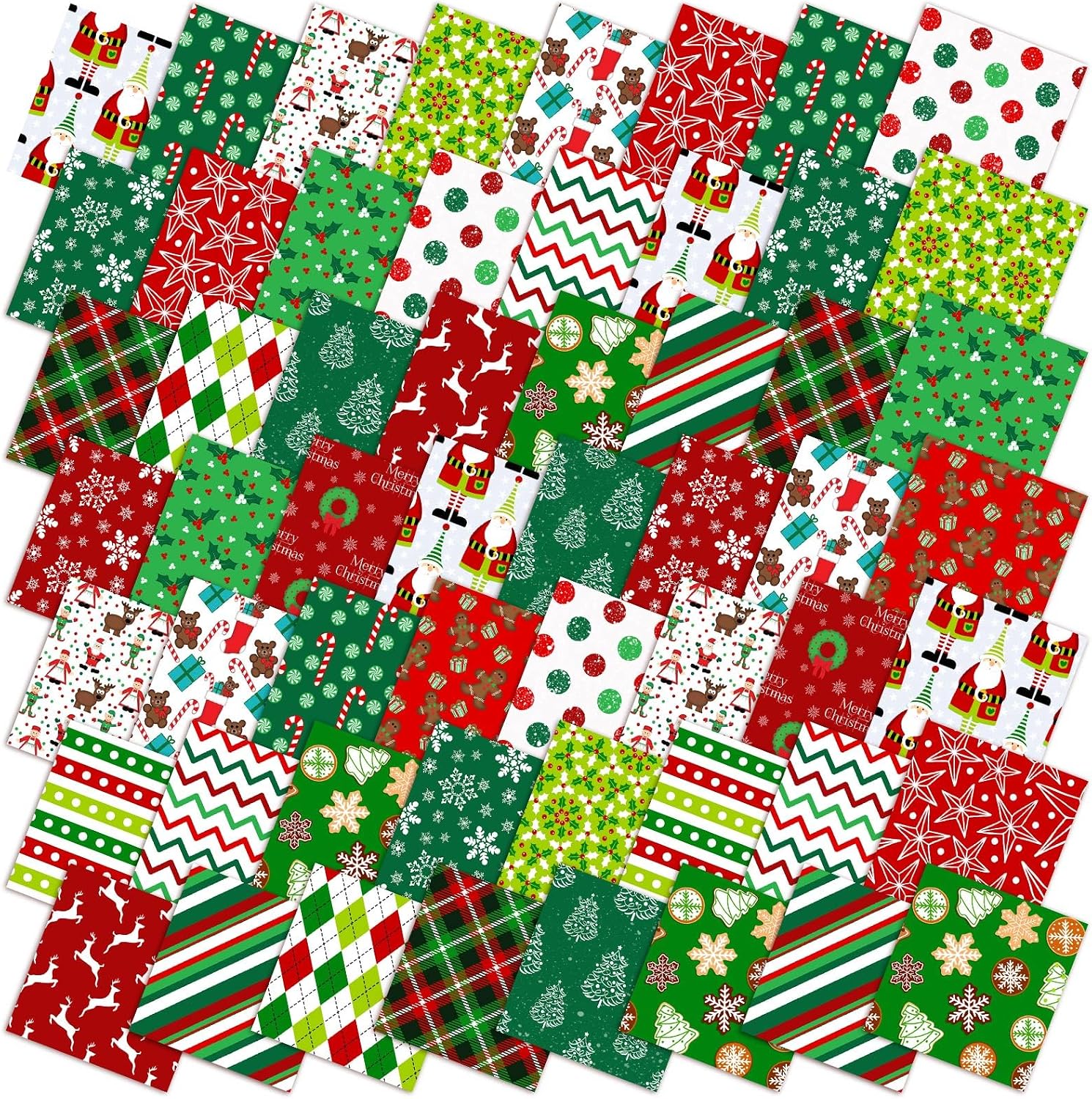Fanfanwin 100 Pcs 10 x 10 Inch Vintage Christmas Quilting Fabric Squares