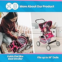Vista 3 de Cochecito de muñeca de bebé Cochecito para niñas Cochecito paraguas para niños - Carro de juego ligero para niños pequeños de 1 a 3 años