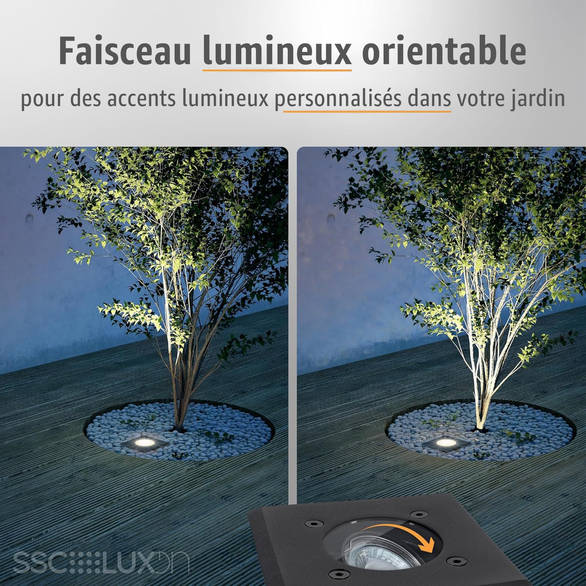 SSC-LUXon JUAVI spot encastrable rond extérieur IP67 orientable
