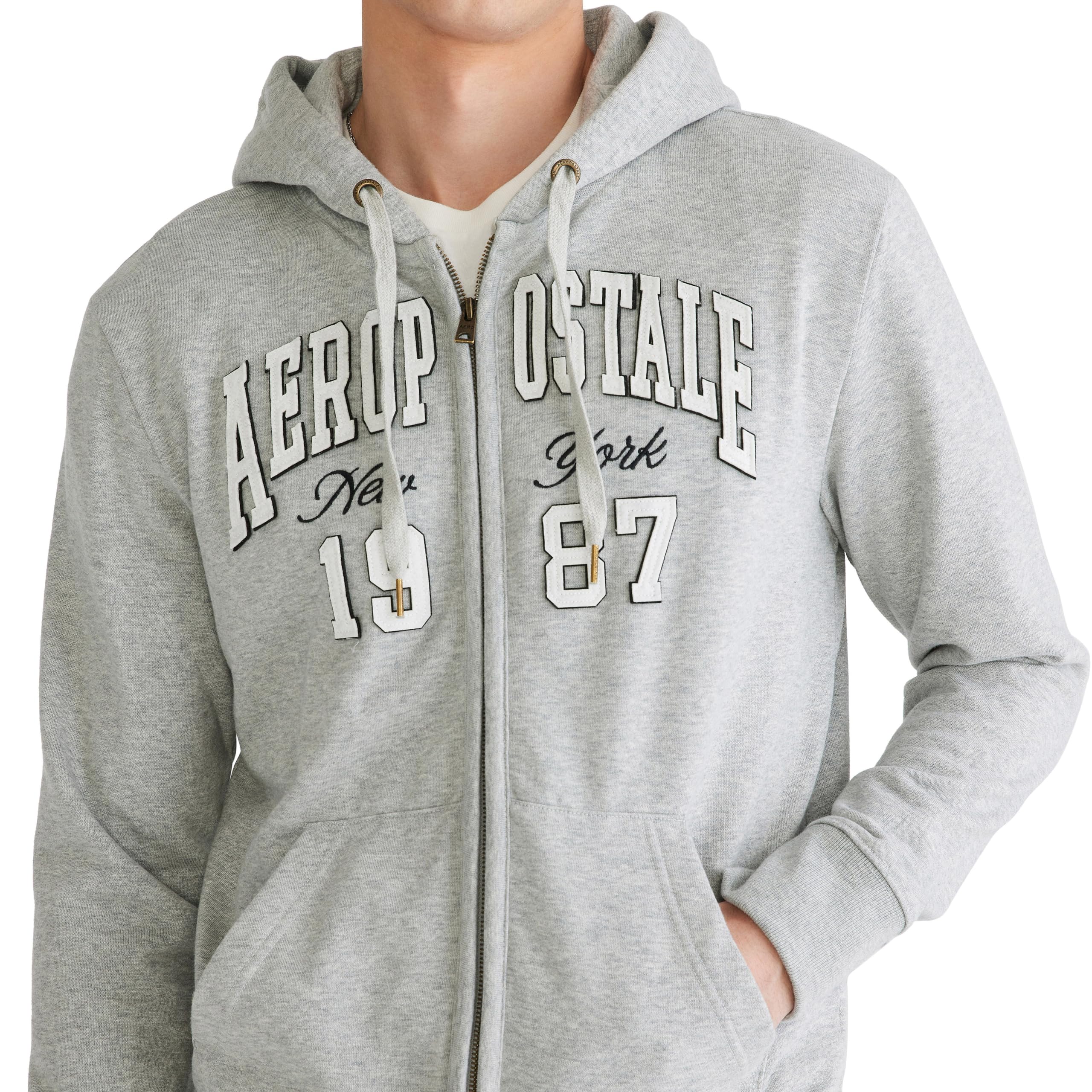 AEROPOSTALE Aero Logo Full Zip Hoodie- Arch Sudadera con Capucha Hombre