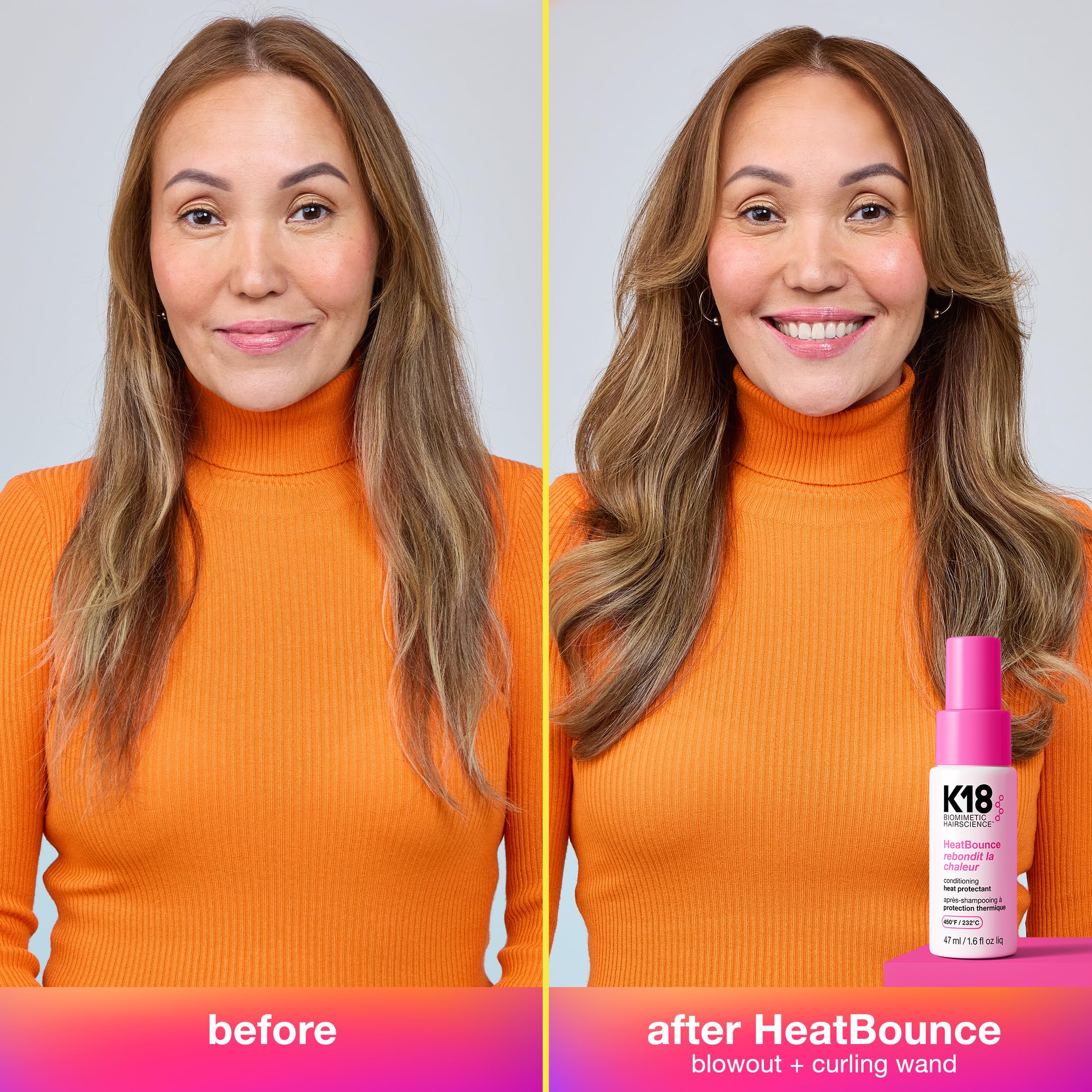 K18 HeatBounce Conditioning Heat Protectant, balsamo senza risciacquo, districa, ammorbidisce e protegge i capelli, 47 ml