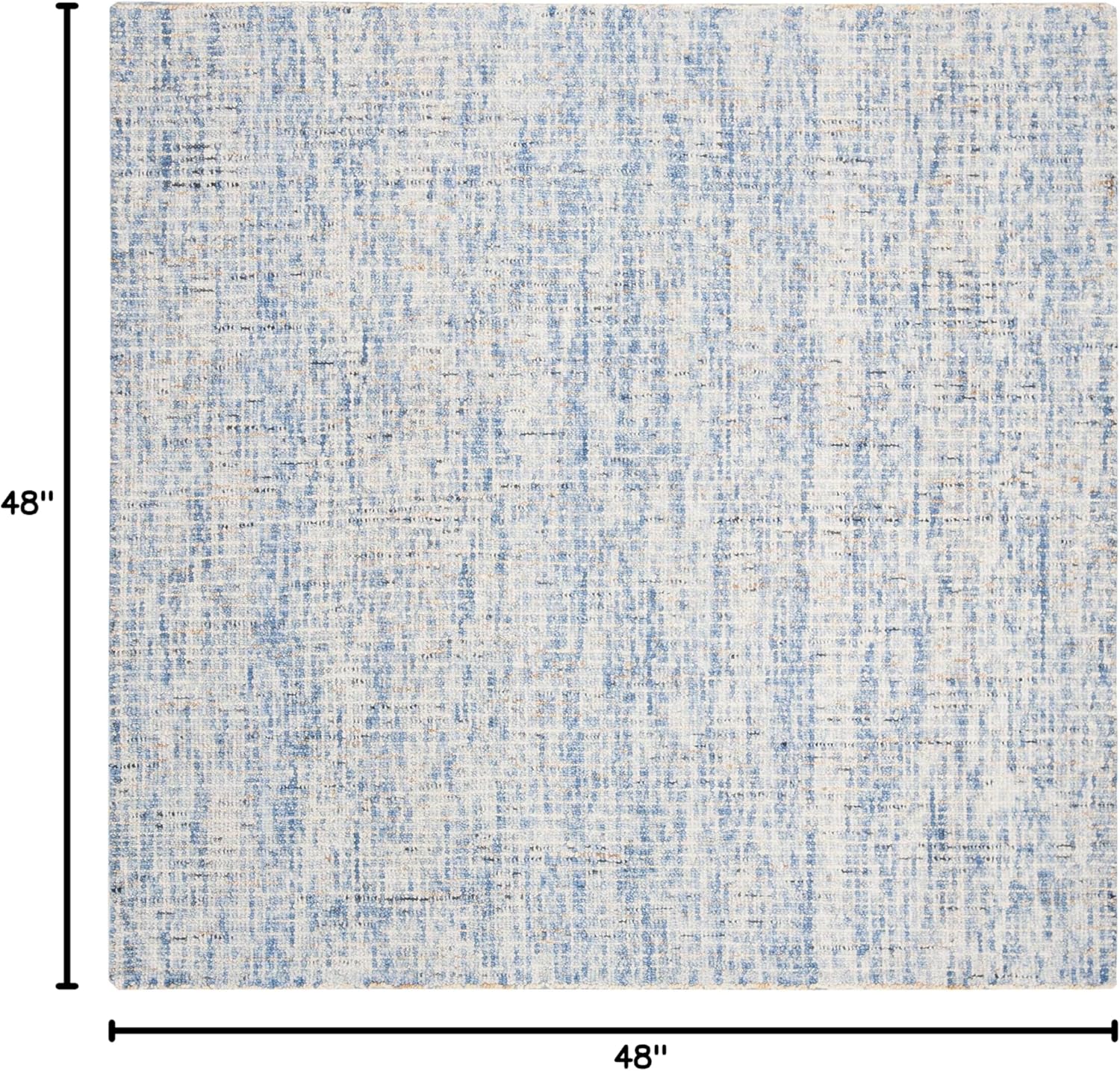 SAFAVIEH Abstract Collection Area Rug - 4' Square, Dark Blue & Rust, Handmade Wool, Ideal for High Traffic Areas in Living Room, Bedroom (ABT468C)