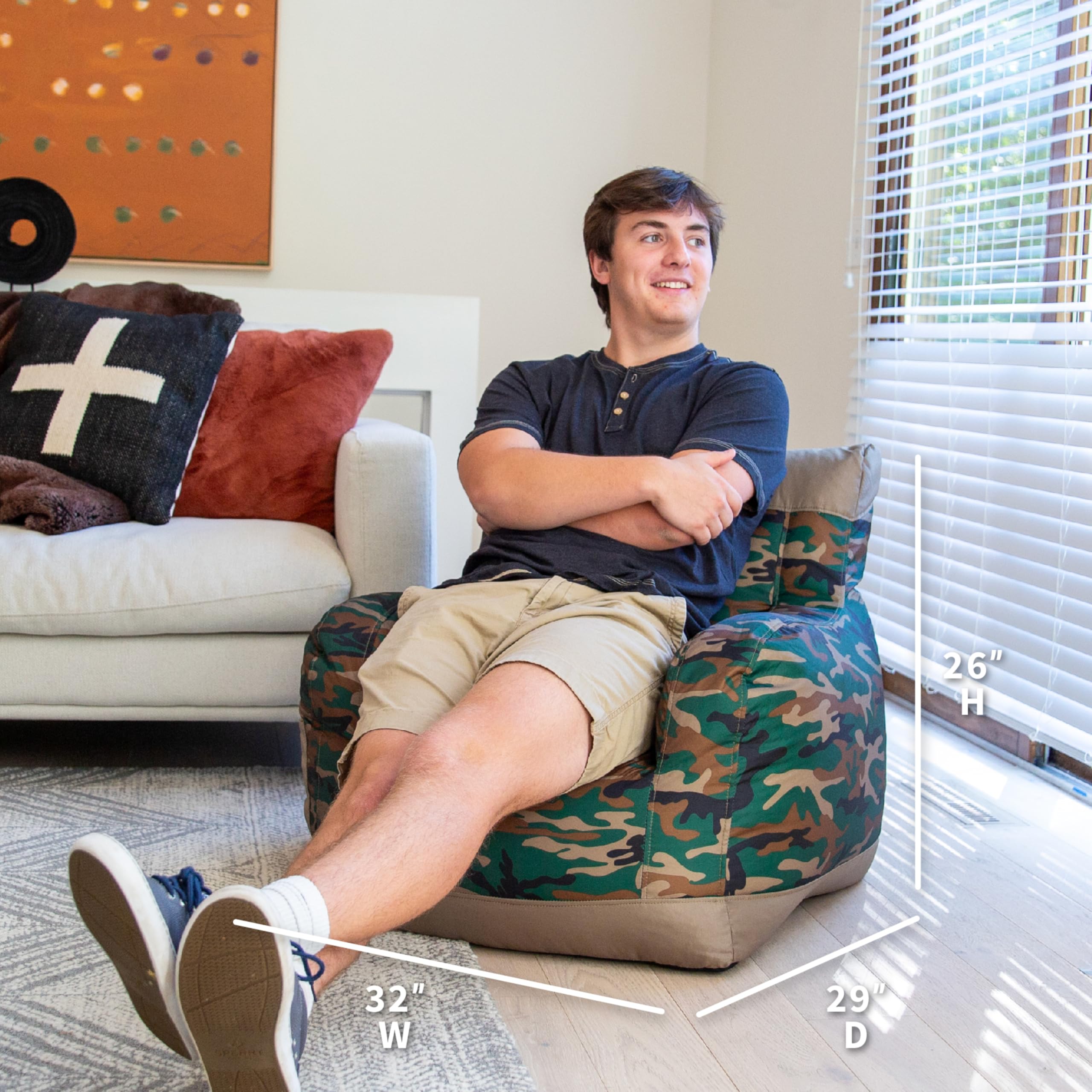 Amazon.com: Big Joe Dorm Bean Bag Chair with Drink Holder and Amazon.com: Big Joe Dorm Bean Bag Chair with Drink Holder and