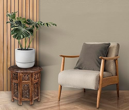 Miniatura 8 de Mesa pequeña, mesa auxiliar redonda, mesas auxiliares para sala de estar, mesa auxiliar redonda, mesa de altar, mesa auxiliar tallada, mesa