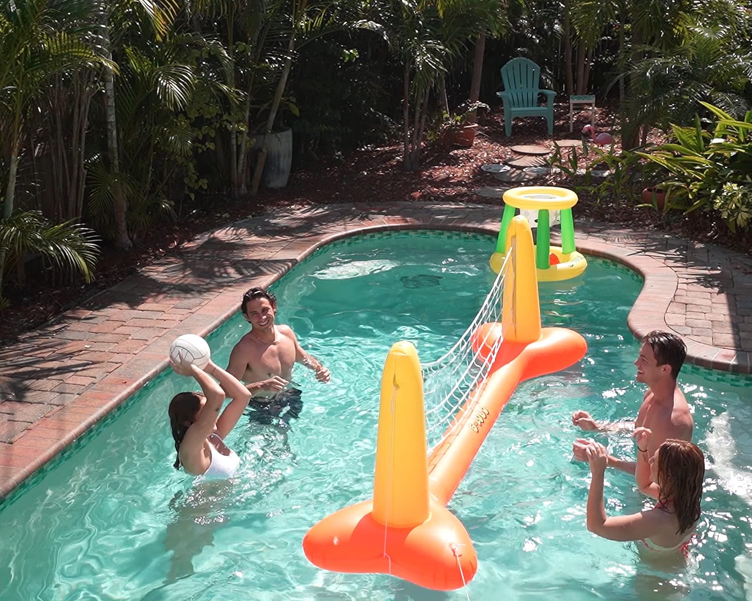 GLoco Inflatable Pool Volleyball Set and Pool Basketball