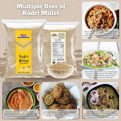 Miniatura 3 de Rani Kodri (semillas de mijo Kodo pulido) granos antiguos 800 g (28 oz)  todo natural  apto para gluten  NO OGM  vegano  origen indio (Varagu  Kodra