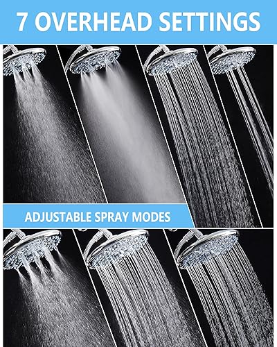 Miniatura 2 de Veken Cabezal de ducha de alta presión de 10 pulgadas con múltiples modos de pulverización de mano, cabezal de ducha doble con boquillas