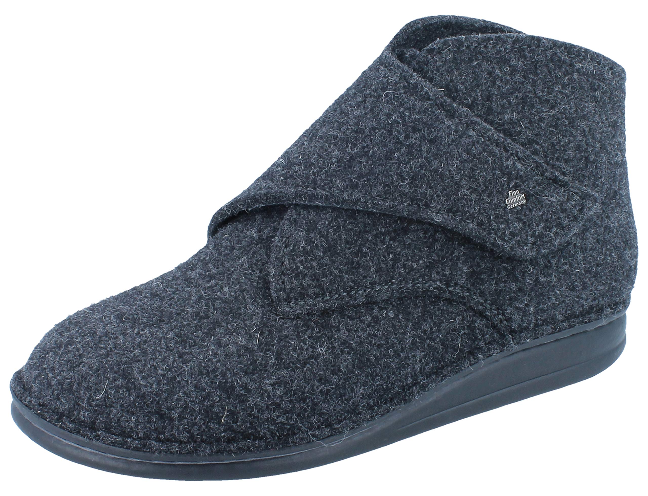 Finn Comfort Fiss Kapcie domowe 6502-416168, zapięcie na rzepy, filc wełniany, antracyt szary