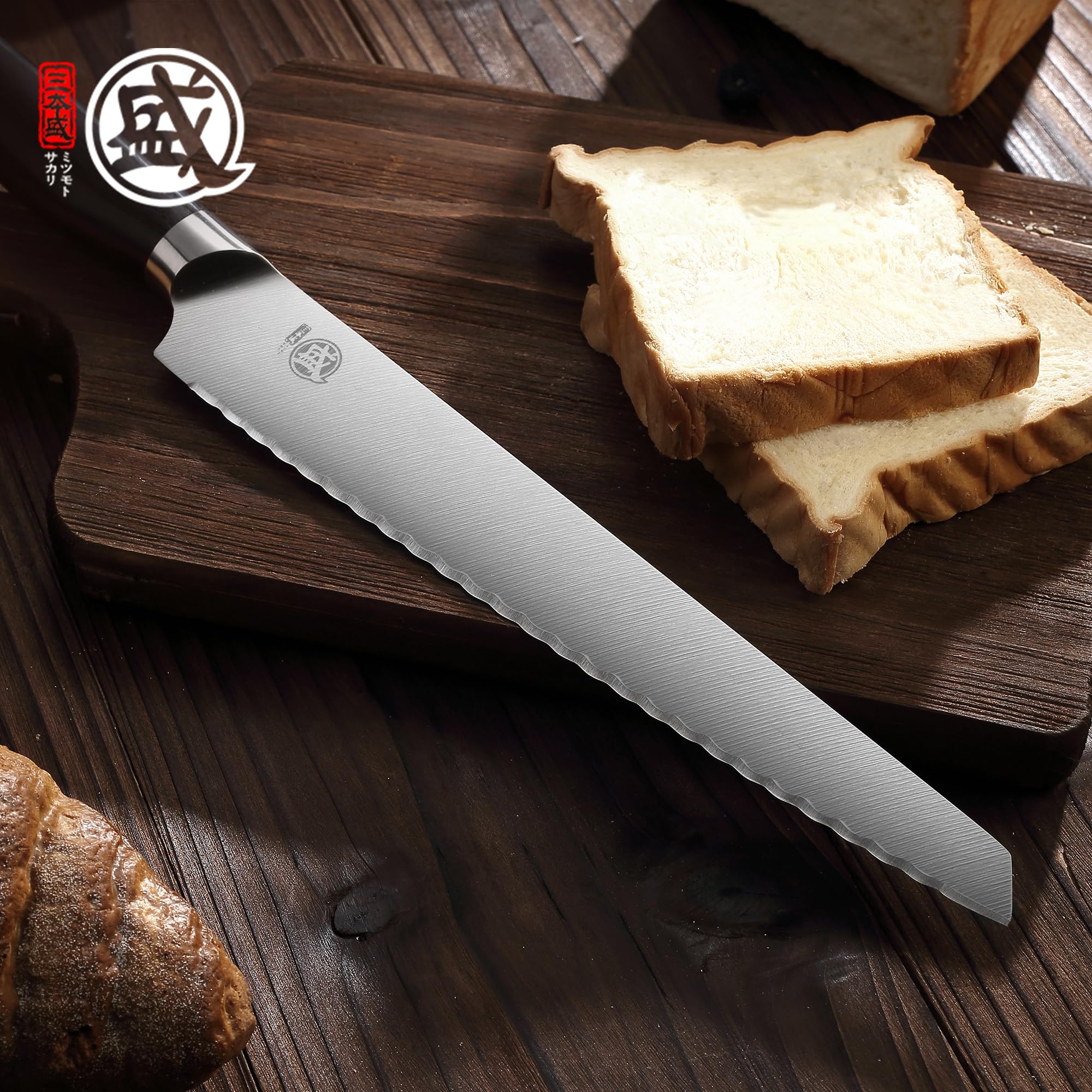 MITSUMOTO SAKARI 23 cm Cuchillos para Pan Dentado de Un Solo Filo Japonese
