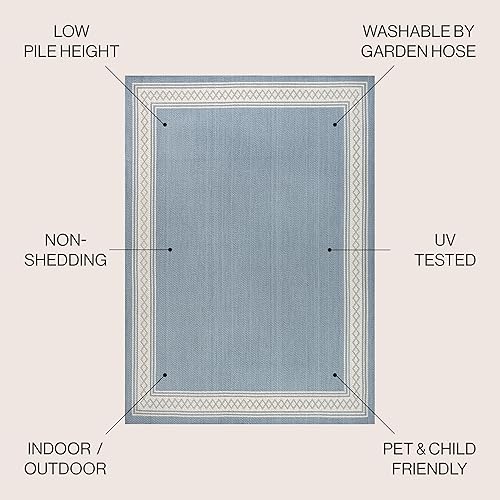 Miniatura 2 de JONATHAN Y SMB207C-3 Lucia Classic Diamond Border - Alfombra para interiores y exteriores, granja, tradicional, sólida, fácil limpieza, dormitorio,