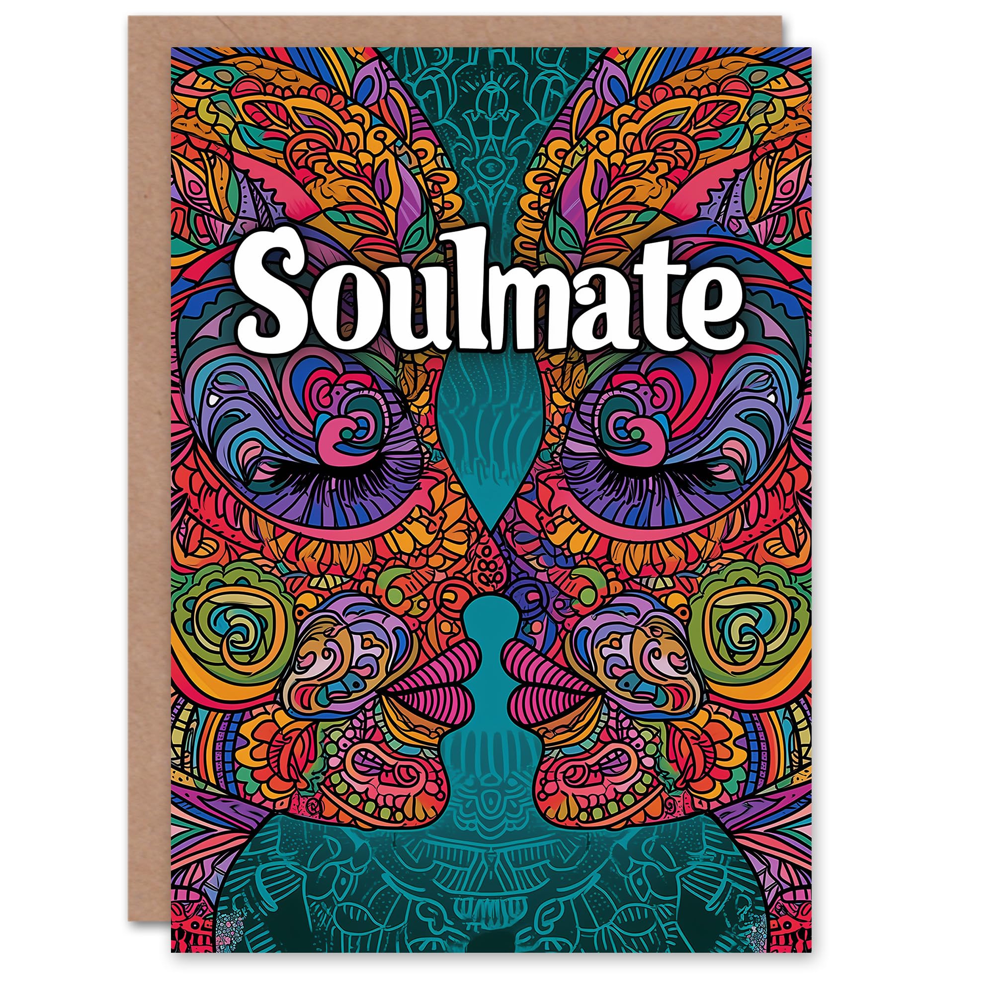 Artery8 Valentines Day Greeting Card Soulmate Lesbian Esoteric Psychedelic Art For Her Wife Partner
