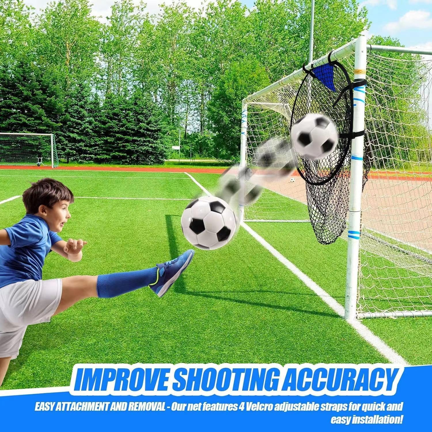 3 reti di destinazione da calcio, 1 obiettivo da calcio nero regolabile con cinghia, facile da installare e rimuovere, rete da calcio per l'allenamento e la precisione, 1 custodia