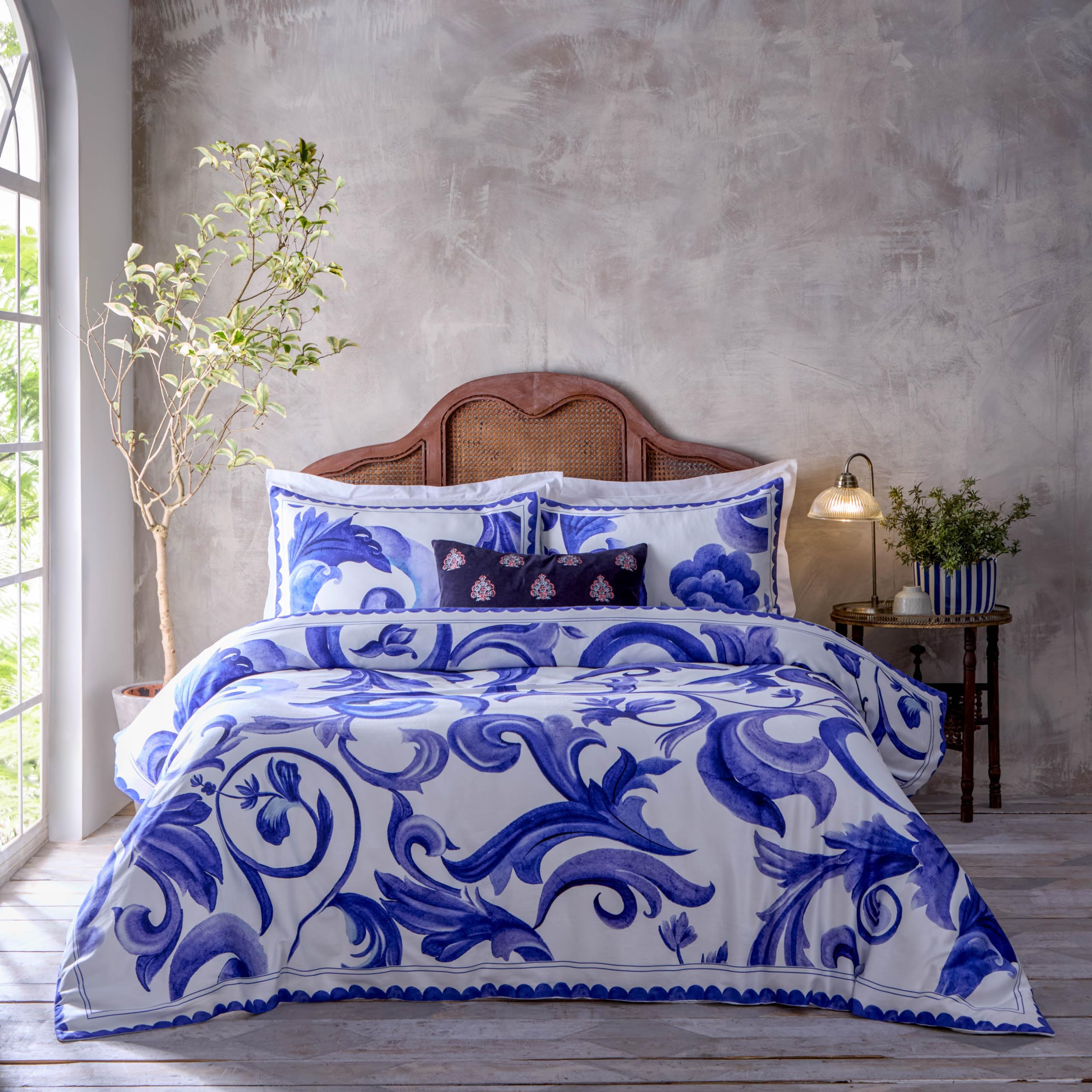 Paoletti Bedrucktes Bettwäscheset aus Baumwolle Azzurro – Blau – Doppelbett