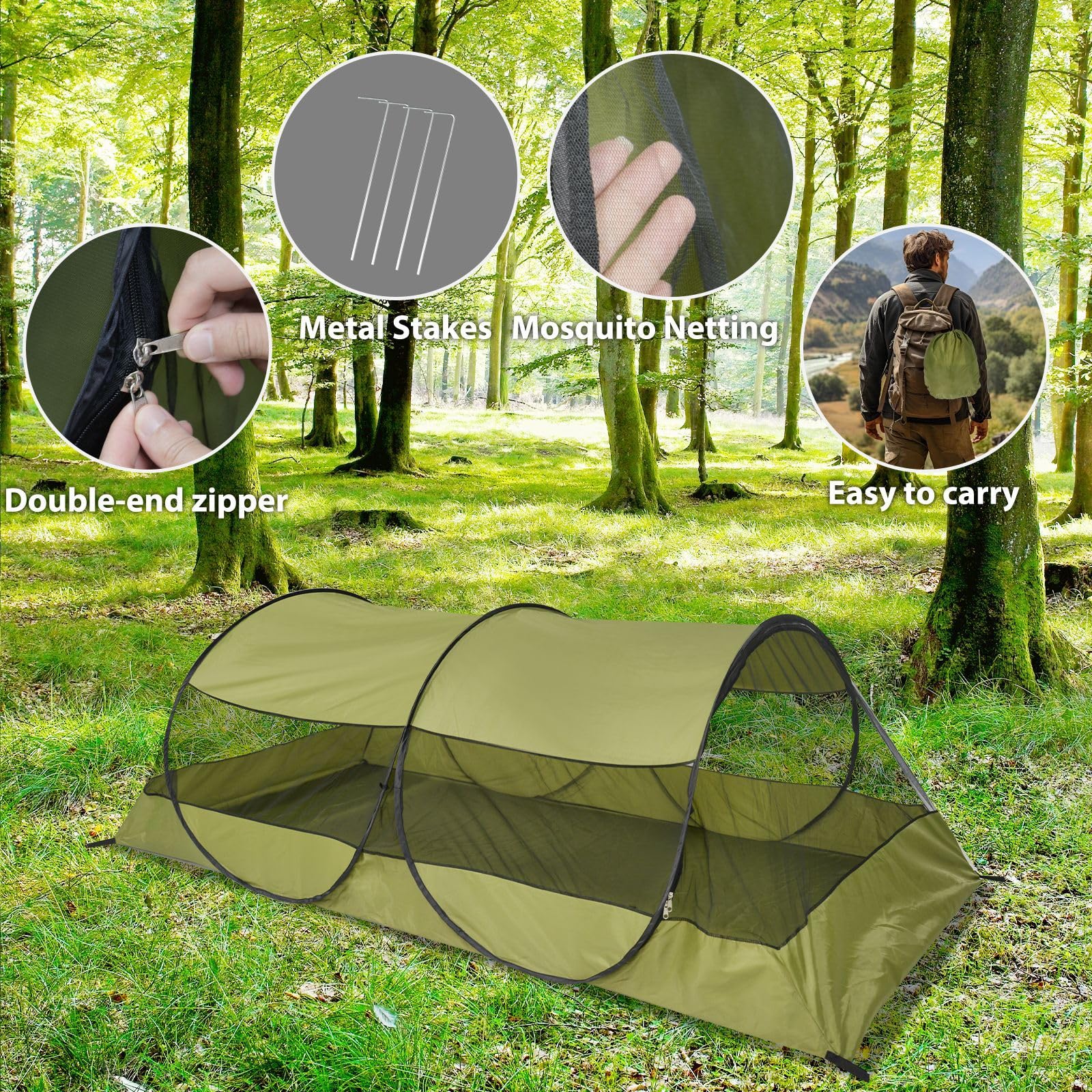 Moskitonetz Pop Up Bett Outdoor, 220 * 120 * 73cm Faltbares Leicht Installieren Unten Wasserdicht Tragbares Campingzelt für Bett Outdoor Campin Bequem Schnell und Tragbar