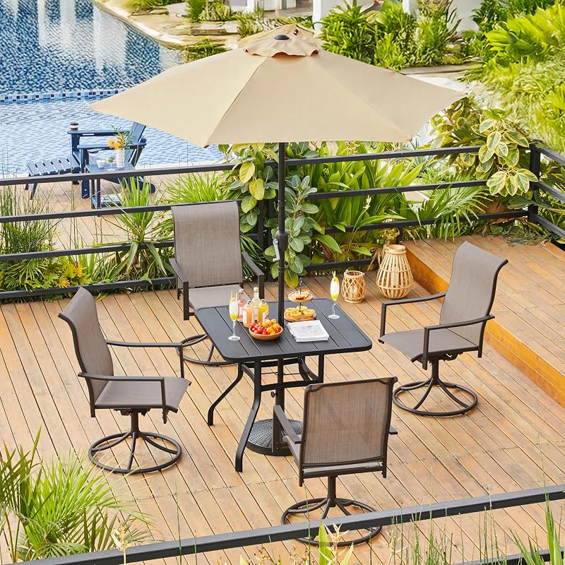 Yaheetech Patio Chairs Set of 2 Swivel Outdoor Dining Chairs High-Back image 2
