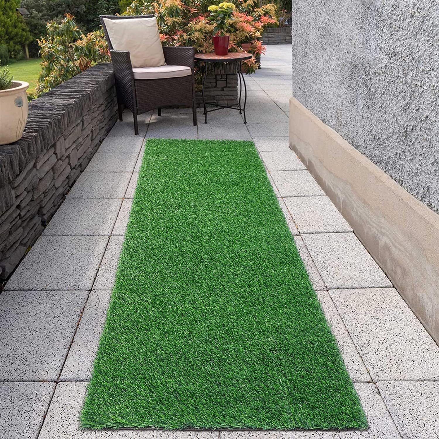 SHACOS Artificial Grass Mat Outdoor Area Runner Rugs Synthetic
