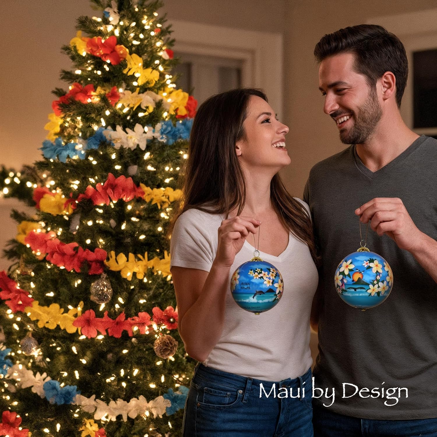 Collectible Hawaiian Christmas Ornament - Morning Glory White Plumeria MP/H - Image 8