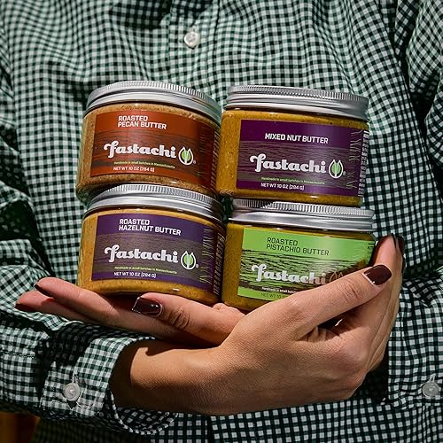 Miniatura 9 de Fastachi Mantequilla de avellana tostada (10 onzas)  100% natural  Tostada a mano  Sin azúcar  Sin aditivos  Textura crujiente  Un solo ingrediente