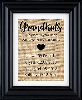 Grand kids-fill a place in your heart personalised burlap print, Grand parents Personalized gift, Grand Parents Christmas, gift for grandma, gift for grand pa (Frame not included)