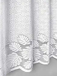 Cortina Costela de Adão - Renda Jacquard para Cozinha (Branco, 1,25m altura x 2,50m largura)