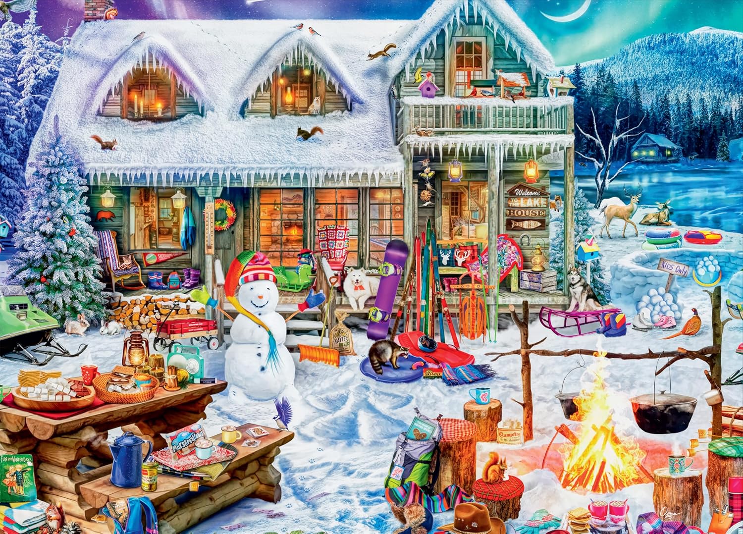 Buffalo Games - Aimee Stewart - Winterland Fun - 1000 Piece Jigsaw Puzzle for Adults - Collectible Tin Case - Finished Size is 26.6 x 19