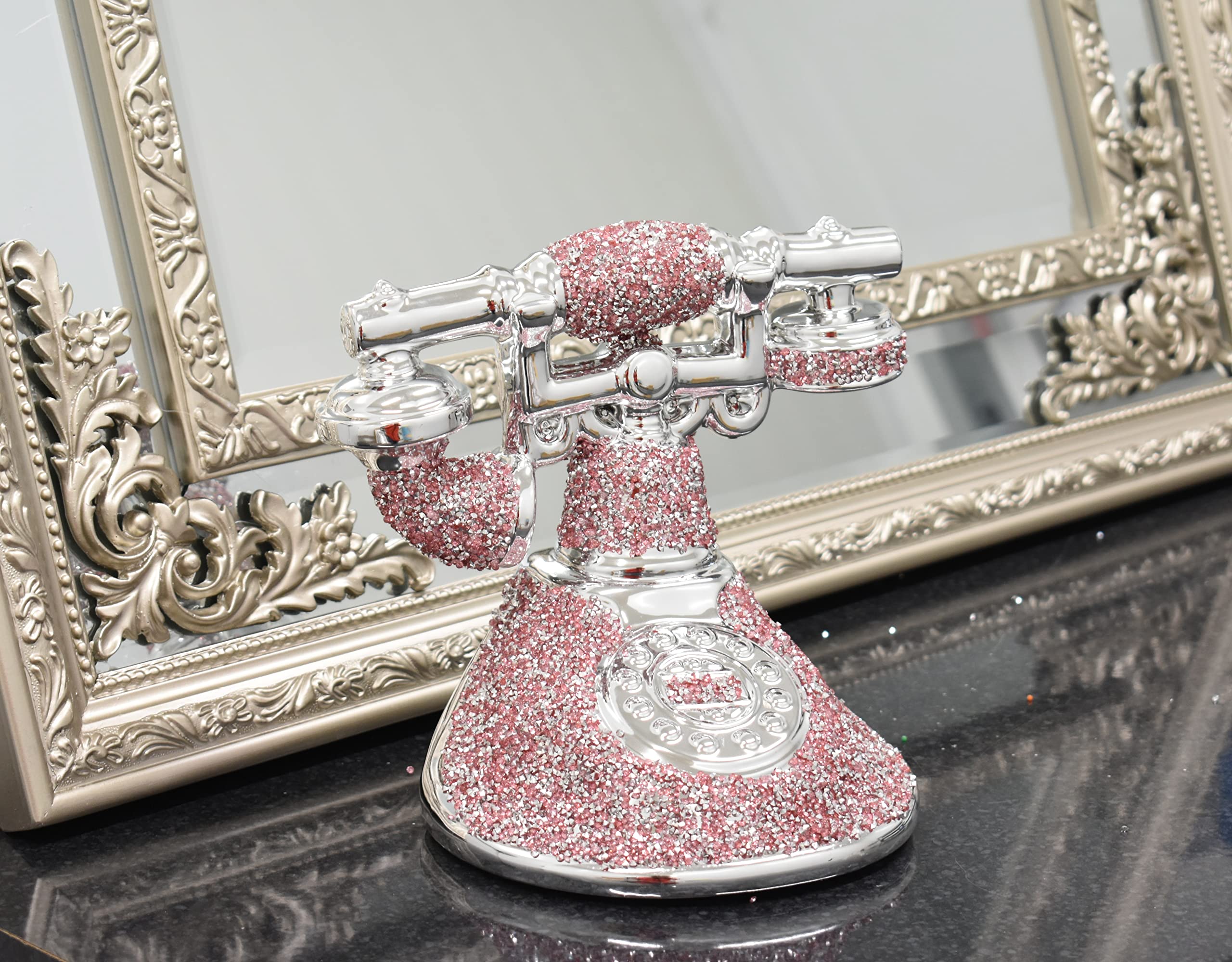 Deenz Pink Crushed Diamond Stunning Telephone Sparkle Ornament Bling Retro Style Ornament Gift