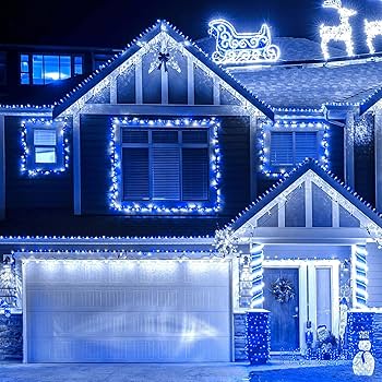 Wellisnow 164ft 500 LED Blue White Christmas Lights, 8 Lighting