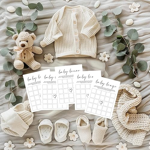 Miniatura 7 de ZIIUFRN Juegos de baby shower (5 x 7 pulgadas), 30 juegos modernos de bingo de bebé en blanco y negro tarjetas de juego de regalo, suministros de