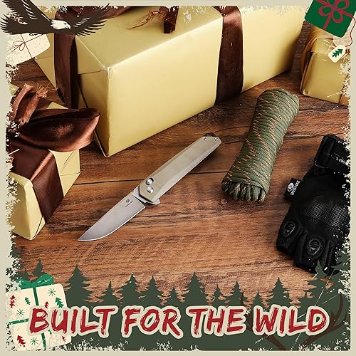 Miniatura 2 de Mossy Oak Cuchillo de bolsillo plegable, hoja de acero D2 de 3.5 pulgadas, mango G10, pequeño cuchillo EDC con clip para cinturón para campamento,