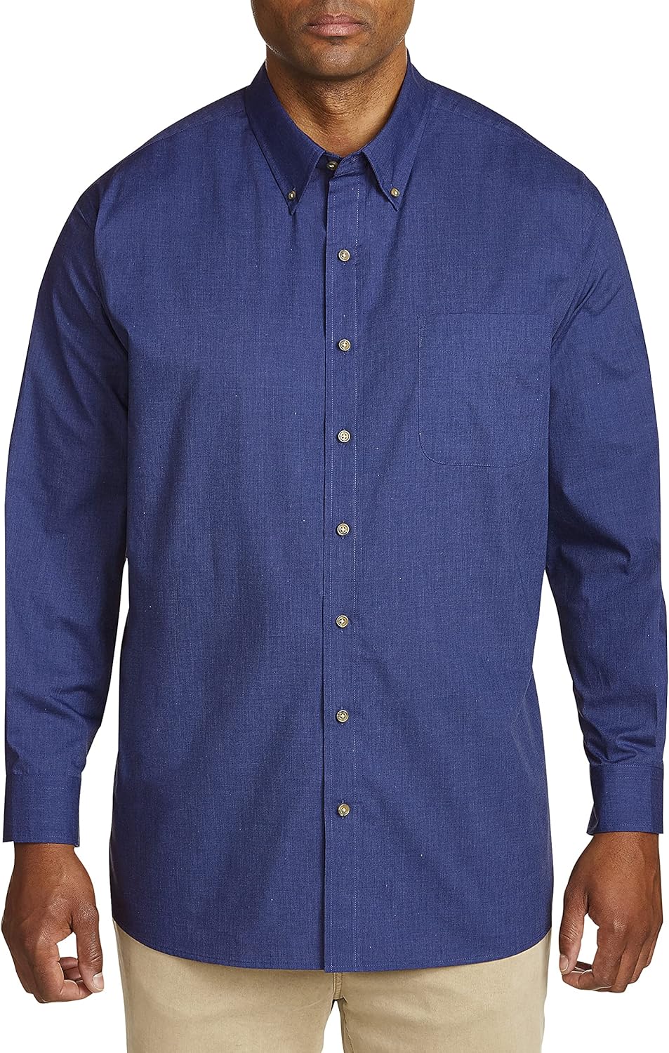 Harbor Bay by DXL Men's Big and Tall Easy-Care Solid Sport Shirt