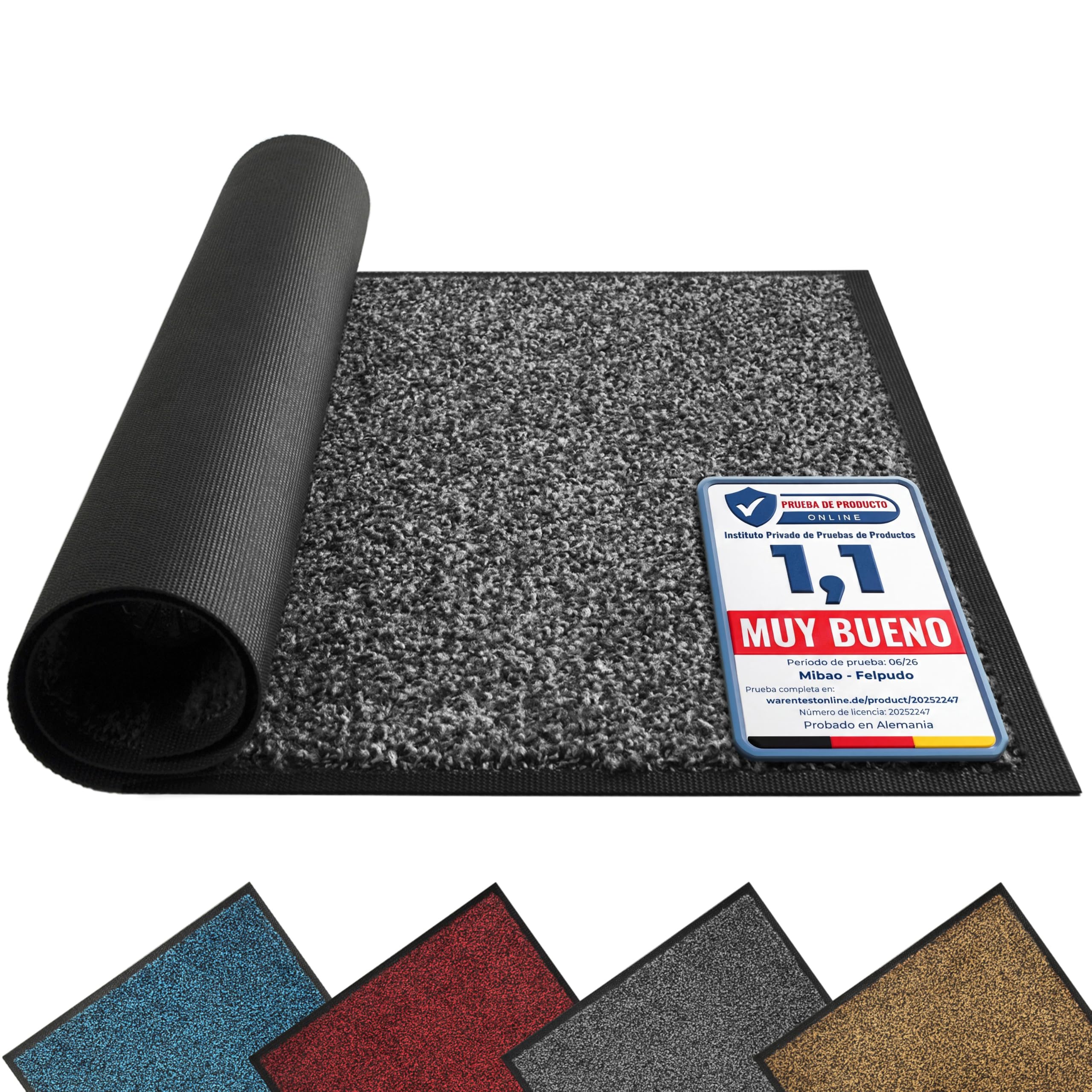 Mibao - Alfombra para Puerta Exterior, 90 x 120 cm, Color Negro y Gris, Alfombra de Entrada Absorbente para Interior y Exterior, Felpudo, Impermeable y Lavable, Interior | Felpudo atrapasuciedad 90x120cm - alfombra antideslizante interior y exterior - fel