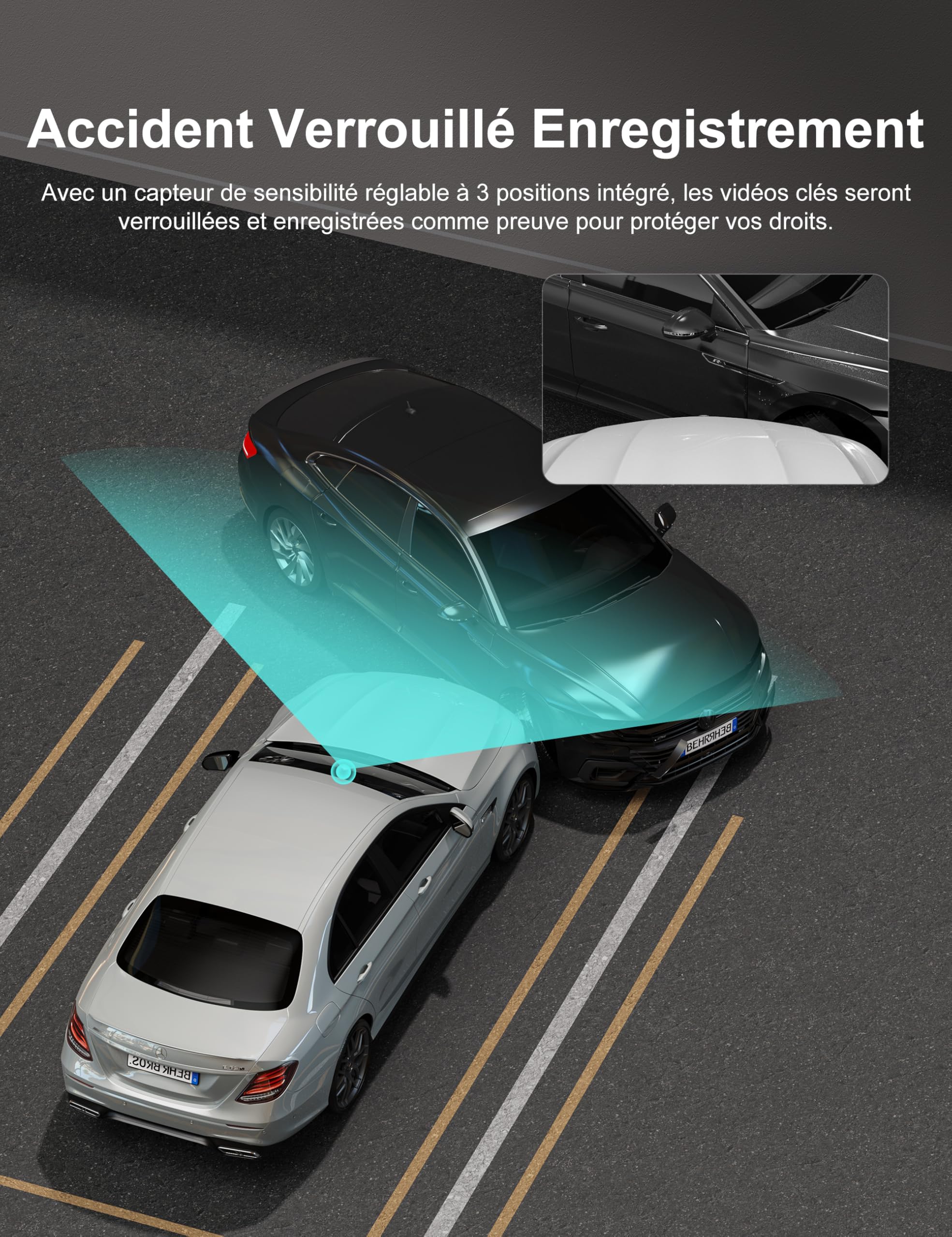 iZEEKER 2.5K Dashcam Voiture Avant Arrière, 1440P+1080P FHD Camera Embarquée Voiture, Mini Caméra Voiture avec Carte SD, Capteur G, Vision Nocturne, WDR, Enregistrement en Boucle, Mode Parking 24H