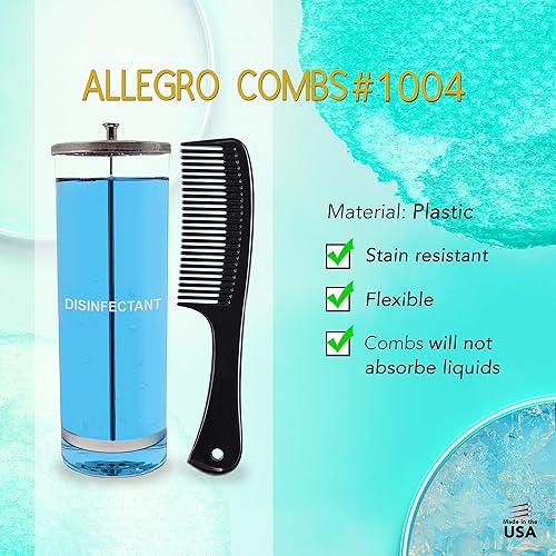 Miniatura 6 de Allegro Comb 1004 Peines desenredantes de dientes anchos para mujeres, estilistas, peine de pelo rizado para hombre, 2 piezas (negro)