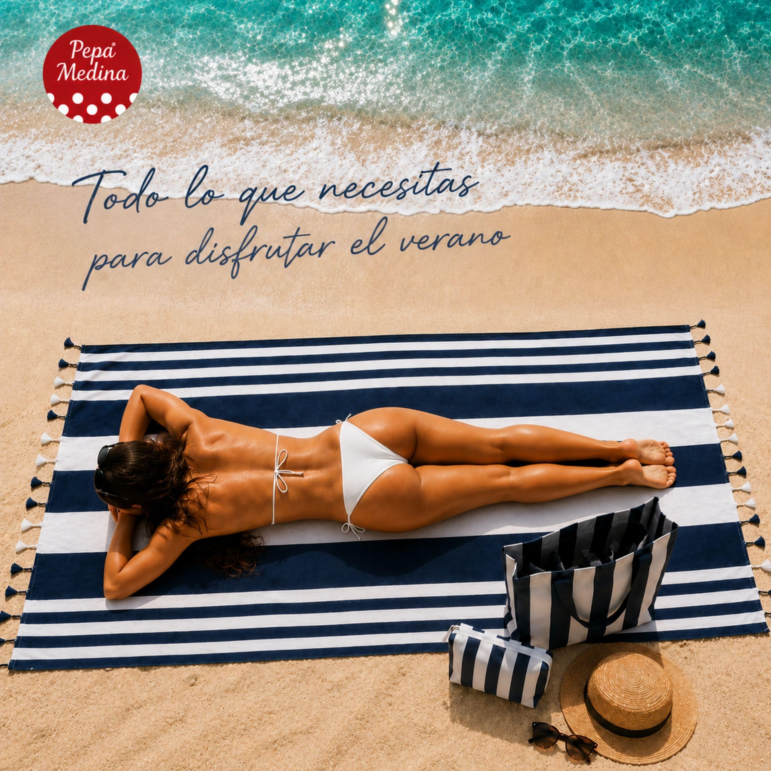 Set da spiaggia da donna, 3 pezzi, blu navy, grande borsa in cotone riciclato, pareo asciugamano 180 x 90 cm e trousse con cerniera, kit spiaggia, piscina, vacanze, regalo da donna