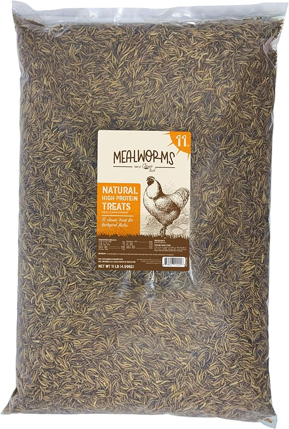 Classic Flock 11LB Dried Mealworms for Chicken Hen Birds